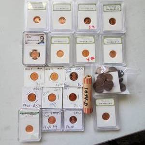 lot 374 image: 2019-W MS68 AND 9 Proof Lincoln Cents AND 120 Coppers 1959-81 AND 7 Misc. Cents