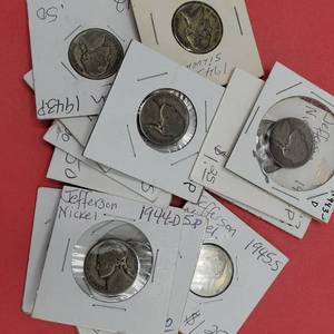 lot 377 image: 15 Wartime Jefferson Nickels 35% Silver