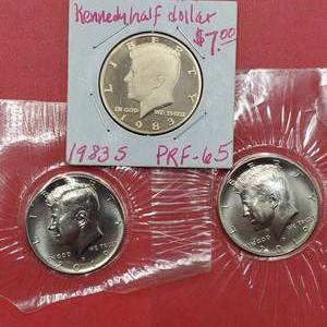 lot 384 image: 35 Kennedy Half Dollars, incl. 1983-S PF65 plus Mint 2019-D&P