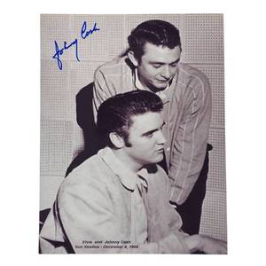 Johnny Cash Handsigned Photo with Elvis Presley at Sun Studios – December 4, 1956