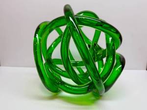 lot 15 image: Geometric Hand - Blown Glass Green Knot Decor