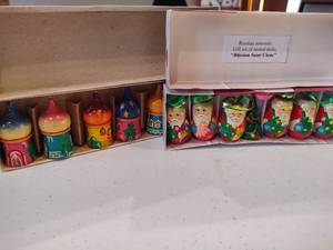 lot 87 image: Two Sets of Russian Nesting Doll Ornaments