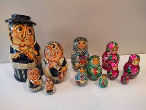 lot 88 image: Hand Painted Wooden Nesting Dolls