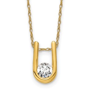 14K 1/3 Diamond Pendant & 18" Gold Ushape Pendant Necklace Retail $1,600.00