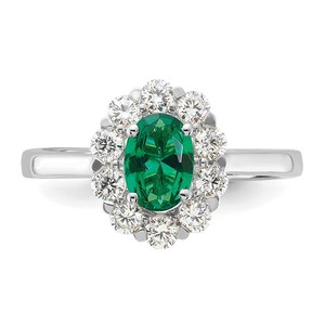 Emerald & Diamond Halo Ring 14k White Gold  Retail. $1,700.00