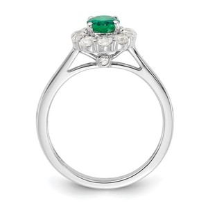 Emerald & Diamond Halo Ring 14k White Gold  Retail. $1,700.00