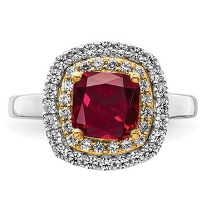 lot 6 image: Ruby & Diamond 2 Tone 14K Gold Ring Stunning  Retail $2600.00