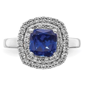 lot 7 image: Sapphire & Diamond 14K White Gold Ring Gorgeous  Retail  $2800.00