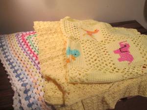 lot 48 image: Afghans hand knitted and or crochet