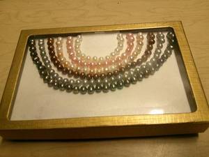lot 100 image: STERLING SILVER  5-6MM FF ENH MULTI COLOR NECKLACE SET