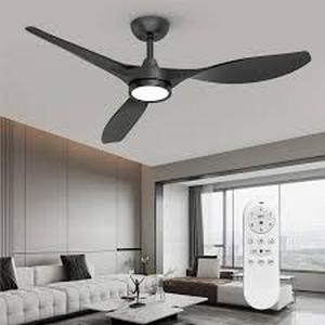 lot 4 image: QRMOK R3 52 in. Indoor Ceiling Fan with Light and Remote,Quiet Reversible DC Motor and 3 CCT Light Kit,Black Attractive Design Customer Returns See Pictures
