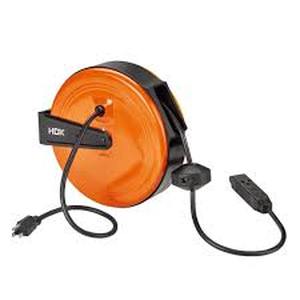 HDX 30 ft. 16/3 Retractable Cord Reel with 3 Grounded Outlets in Orange  Customer Returns See Pictures