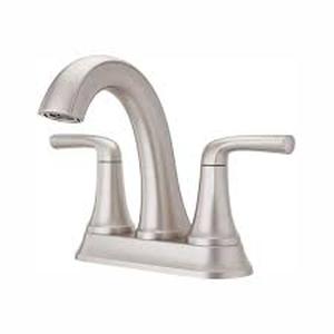lot 33 image: Pfister Ladera 4 in. Centerset Double Handle Bathroom Faucet in Spot Defense Brushed Nickel  Customer Returns See Pictures