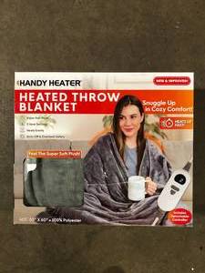 lot 15 image: HANDY HEATER 50 in. x 60 in. Heated Blanket in Gray  Customer Returns See Pictures