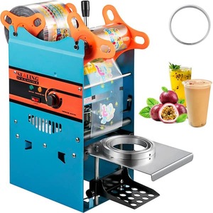 lot 20 image: VEVOR Manual Tea Cup Sealer Machine 300-500 Cup per Hour 9095 mm Cup Diameter Boba Tea Sealing Machine for Restaurants, Blue