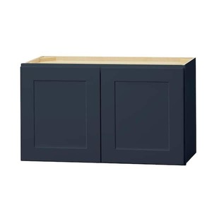 lot 36 image: Hampton Bay Avondale 30 in. W x 12 in. D x 18 in. H Ready to Assemble Plywood Shaker Wall Bridge Kitchen Cabinet in Ink Blue