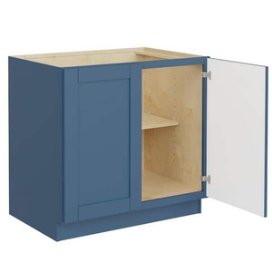 lot 42 image: MILLS PRIDE Richmond Valencia Blue 34.5 in. H x 36 in. W x 24 in. D Plywood Laundry Room Sink Base Cabinet with 1 Shelf