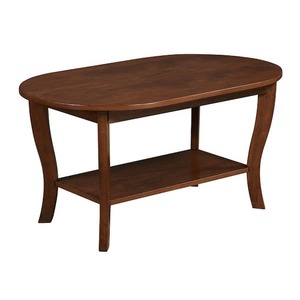 lot 53 image: Convenience Concepts American Heritage 36 in. Espresso Oval MDF Coffee Table with Shelf