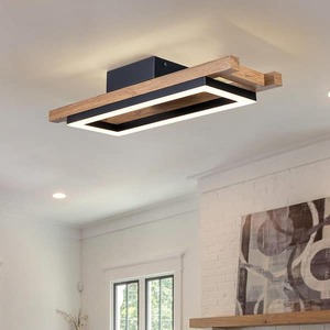 lot 63 image: EDISLIVE Iris 1-Light 17.72 in. Integrated LED Wood Flush Mount Ceiling Light