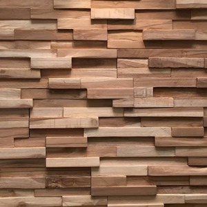lot 66 image: 3 - WALLSUPPLY 0.79 in. x 7.09 in. x 19.49 in UltraWood Teak Firenze Jointless Z-shape Interlocking (10-Pack)