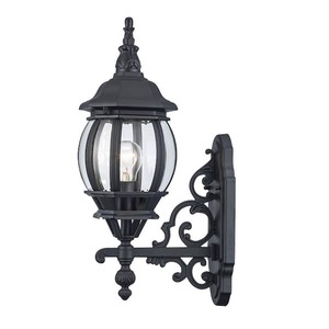 lot 73 image: Bel Air Lighting Francisco 19.5 in. 1-Light Black Coach Outdoor Wall Light Fixture with Clear Glass