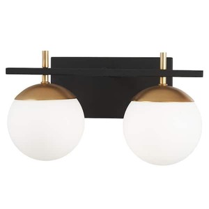 lot 78 image: George Kovacs Alluria 2-Light Weathered Black with Autumn Gold Accents Bath Light