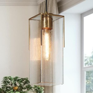 lot 79 image: 2 - Zevni Modern 1-Light Brass Mini Pendant Light Water Glass Black Pendant Hanging Light Farmhouse DIY Kitchen Island Chandelier