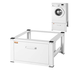 lot 82 image: VEVOR 26.97 in. W Universal Laundry Pedestal Washing Machine Base White with Storage Shelf for Washer and Dryer
