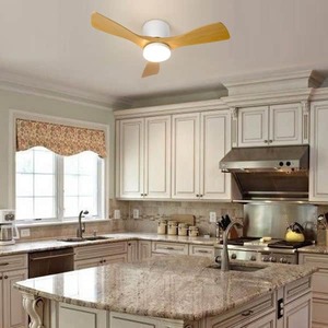 lot 83 image: TOZING 36 in. LED Indoor Modern Low Profile Wood Smart Dimmable Flush Mount Ceiling Fan with Light with Remote Control and App