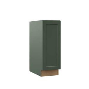 lot 84 image: Hampton Bay Designer Series Melvern 12 in. W x 24 in. D x 34.5 in. H Assembled Shaker Full Door Height Base Kitchen Cabinet Forest