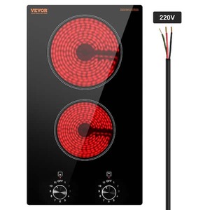 lot 113 image: VEVOR Black Elements Electric Cooktop 12 in. 2-Burners Built-in Electric Stove Top 3600-Watt Ceramic Top Radiant Cooktop