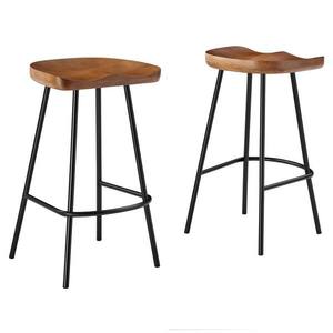 lot 114 image: MODWAY Concord 26.5 in. in Walnut Backless Wood Counter Stools - Set of 2