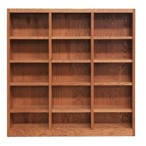 lot 127 image: Concepts In Wood 72 in. Dry Oak Wood 15-shelf Standard Bookcase with Adjustable Shelves