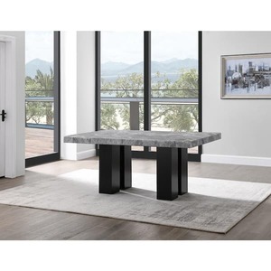 lot 129 image: Steve Silver Camila Gray Marble 70 in. Double Pedestal Dining Table Seats 6