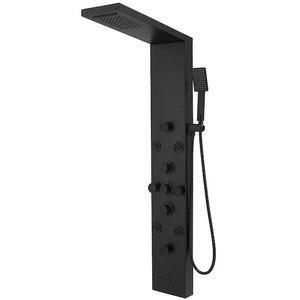 lot 138 image: BWE 8-Jet Rainfall Shower Tower Shower Panel System with Rainfall Waterfall Shower Head and Shower Wand in Black