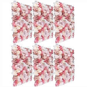lot 146 image: 6-Piece 23.62 in. x 15.74 in. White and Pink Artificial Rose Flower Wall Panel for Wedding Decor