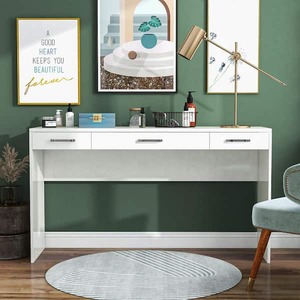 lot 148 image: Furniture of America Crossroads White Vanity Table with 3-Drawer 36 in. H x 64 in. W x 17 in. D