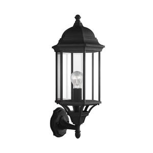 lot 156 image: 2 - Generation Lighting Sevier 1-Light Black Outdoor 21.75 in. Wall Lantern Sconce