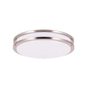 lot 157 image: 3 - 14 in. Brushed Nickel Selectable LED Round Double Ring Flush Mount 3 Color Adjustable Dimmable