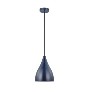 lot 162 image: 2 - Generation Lighting Oden 1-Light Navy Small Statement Pendant Light