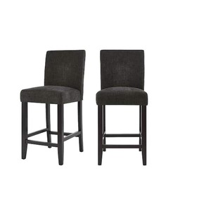 lot 164 image: StyleWell 26 in. Banford Charcoal Gray Wood Upholstered Counter Stools with Back (Set of 2)