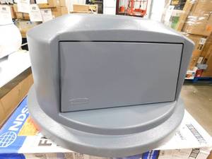 lot 64 image: Rubbermaid Commercial Products Brute 44 Gal. Grey Round Trash Can Lid Dome Top