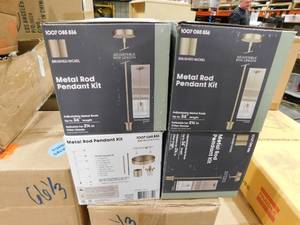 lot 75 image: 4 - Brushed Nickel Pendant Light Kit with Adjustable Height Down Rods