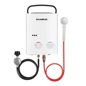lot 248 image: CAMPLUX Propane Water Heater, 2.11GPM Portable Water Heater for Camping, 55,000 BTU Portable Hot Water Heater Outdoor, BW211, White