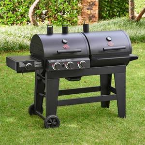 lot 190 image: Char-Griller Double Play 1,260 sq., in. 3-Burner Gas and Charcoal Grill in Black