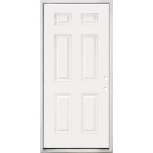 lot 194 image: Steves & Sons Reliant 42 in. x 80 in. 6-Panel Left-HandInswing White Primed Fiberglass Prehung Front Door with 4-916 in. Jamb Size