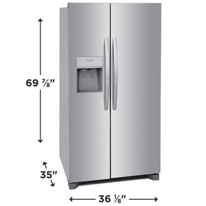 lot 204 image: Frigidaire 36 in. 25.6 cu. ft. Standard Depth Side by Side Refrigerator in Stainless Steel