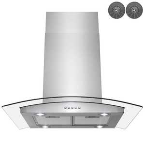 lot 237 image: AKDY 30 in. Convertible Kitchen Island Mount Range Hood in Stainless Steel with Touch Control and Carbon Filter