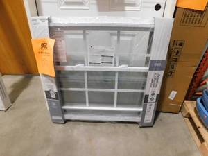 lot 195 image: American Craftsman 35.25 in. x 35.375 in. 50 Series White Single Hung Low-E Argon Glass Vinyl Fin Window with Grids, Screen Incl