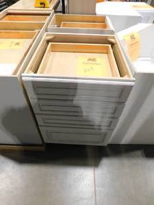lot 208 image: 24 in. W x 24 in. D x 34.5 in. H in Cameo White Plywood Ready to Assemble Kitchen Base Cabinet with 4 Drawers